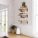 ARRAS 17" Rustic Floating Shelves for Wall Decor, Wall Bookshelf Living Room - Burnt - Set of 2, or 3