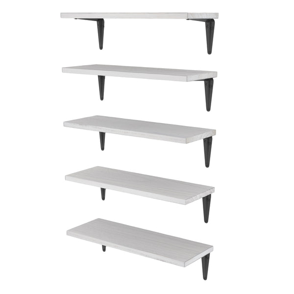 ASSISI 17" x 6" Kitchen Floating Shelves and Spice Rack Wall Mount – Set of 5 - Wallniture