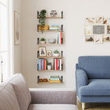 AVILA Floating Shelves, Wall Bookshelf Living Room Decor Shelves for Wall Storage - Set of 6 - Burnt