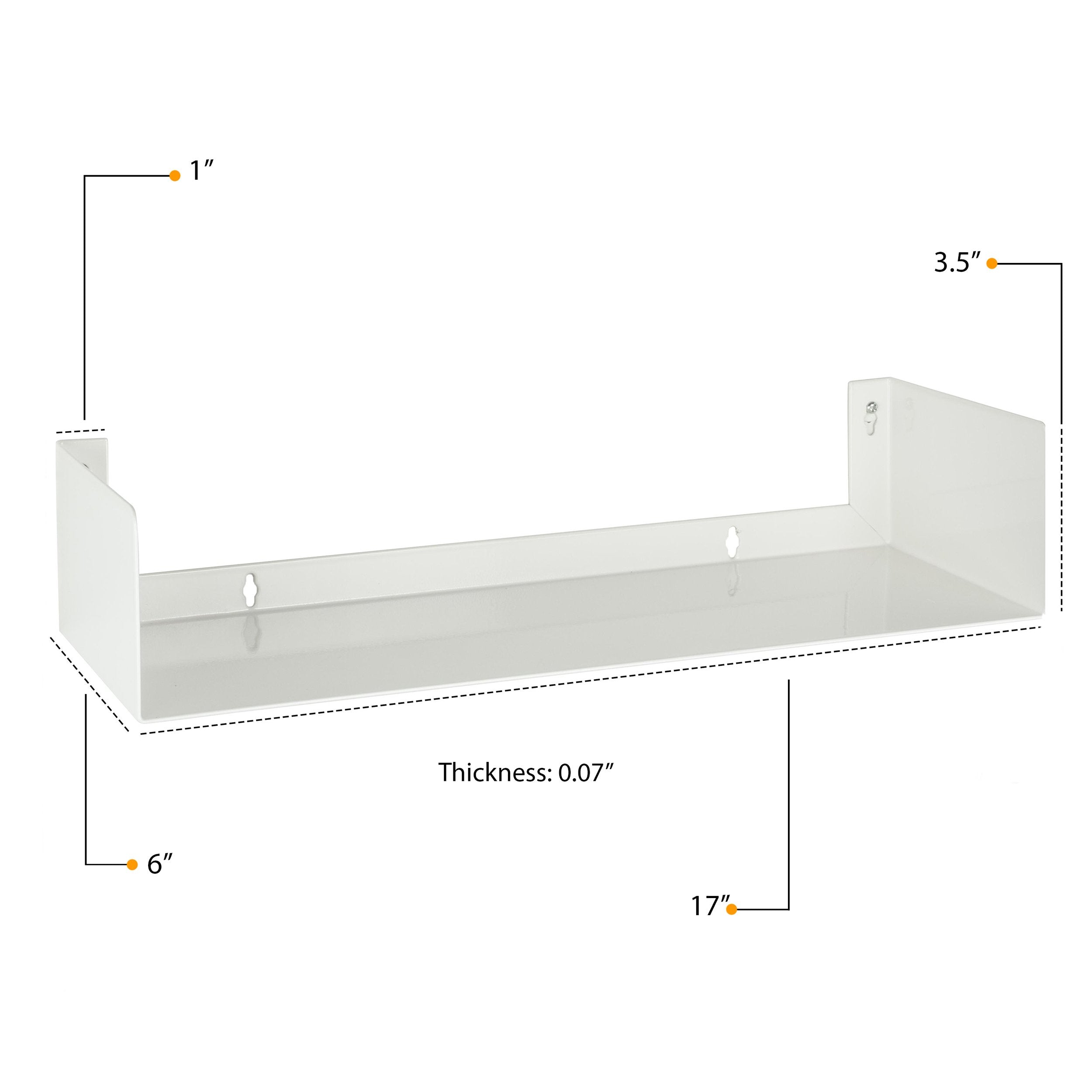 BALI U Shape Floating Shelves Wall Bookshelf Metal for Bedroom Decor – 17” Length – Set of 3 – White, Black - Wallniture