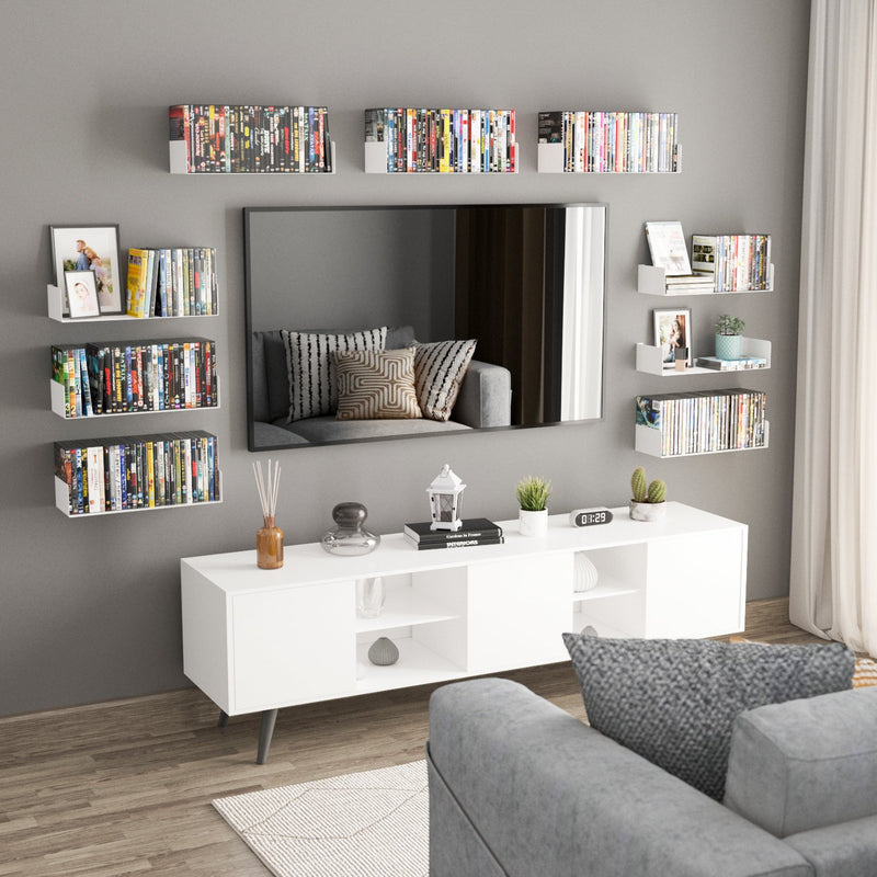 BALI U Shape Floating Shelf and Wall Bookshelf Metal – 17" Length – White, Black - Wallniture