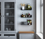 BALI U Shape Kitchen Shelves and Wall Mount Spice Rack – 17" Length – Black - Wallniture