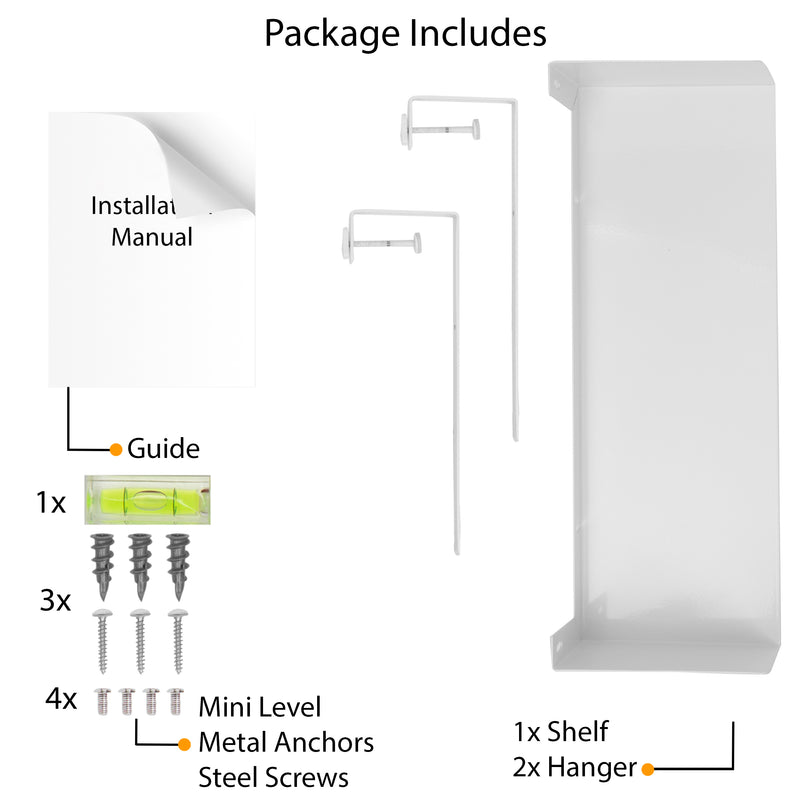 BUROBALI Metal Cubicle Hanging Bookshelf for Office Decor– 17" Length – White - Wallniture