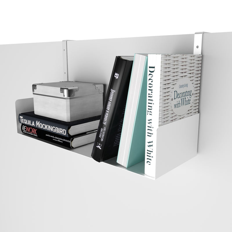 BUROBALI Metal Cubicle Hanging Bookshelf for Office Decor– 17" Length – White - Wallniture
