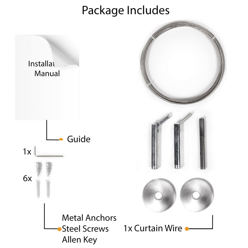 BARRE Wire Picture Hanging Kit for Nursery Decor - 196” Length - Stainless Steel - Wallniture