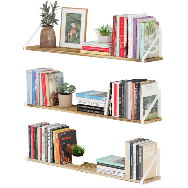 BORA Long Floating Shelves, 48x6 Bookshelves for Living Room