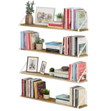 BORA 36" Long Floating Shelves, and wall Bookshelves for Living Room Decor - Set of 3, or 4 - Burnt