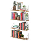 BORA 24"x6" Floating Shelves, Wall Bookshelves for Living Room -  Set of 4, or 5 - Burnt