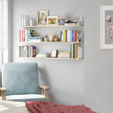 BORA Long Floating Shelves, 48"x6" Bookshelves for Living Room - Set of 3, or 4 - Burnt