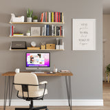 BORA Long Floating Shelves, 48"x6" Bookshelves for Living Room - Set of 3, or 4 - Burnt