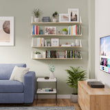 BORA Long Floating Shelves, 48"x6" Bookshelves for Living Room - Set of 3, or 4 - Burnt