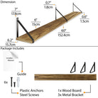 Long shelf: 60" length, 0.6" thickness, 6" depth. Package includes screws and installation manual.