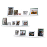 BOSTON Picture Ledge Wall Shelf and Bookshelf – 46” Length - Set of 3 - White - Wallniture