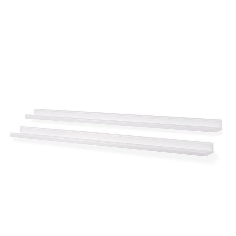 BOSTON Picture Ledge Floating Shelves and Wall Bookshelf – 46” Length – Set of 2 - White - Wallniture