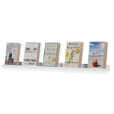 BOSTON Picture Ledge Floating Shelves and Wall Bookshelf – 46” Length – Set of 2 - White - Wallniture