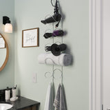 BOTO Towel Rack Wall Mounted 5-Sectional Bathroom Organizer with Hooks for Hanging Towels, Bathroom Accessories - Chrome