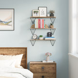 COLMAR Floating Shelves for Living Room Decor, 24" Wall Shelf - Burnt - Set of 3