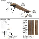 COLMAR Floating Shelves for Living Room Decor, 24" Wall Shelf - Burnt - Set of 3
