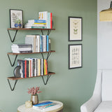 COLMAR Floating Shelves, Bookshelf for Living Room - 24"x4.5" Set of 3 - Walnut