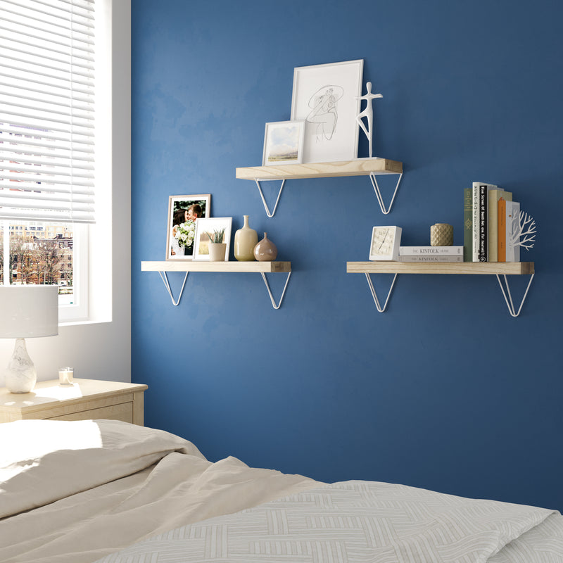 COLMAR 24" Floating Shelves for Wall Storage, Bookshelves for Living Room - Set of 2, or 3 - Burnt