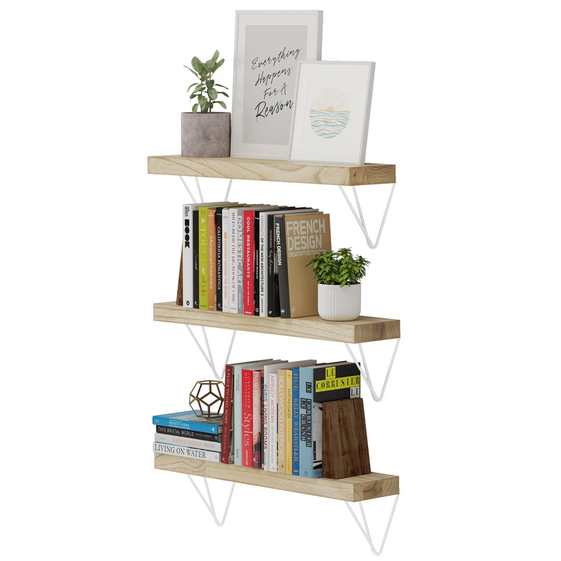 COLMAR 24" Floating Shelves for Wall Storage, Bookshelves for Living Room - Set of 2, or 3 - Burnt