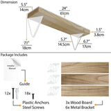 COLMAR 24" Floating Shelves for Wall Storage, Bookshelves for Living Room - Set of 2, or 3 - Burnt