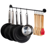 CUCINA Kitchen Utensil Holder with 10 S Hooks for Hanging, Wall Mount Pot Lid Organizer – 24” Length – Black, Silver - Wallniture
