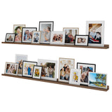 DENVER Floating Shelves for Picture Frames Collage Wall Decor Living Room Picture Ledge Shelf - 48", 60", or 72" - Set of 2 - Walnut