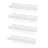 DENVER Floating Shelves Wall Bookshelf and Nursery Decor – 14” Length x 3.8" Depth – Set of 4 - White - Wallniture