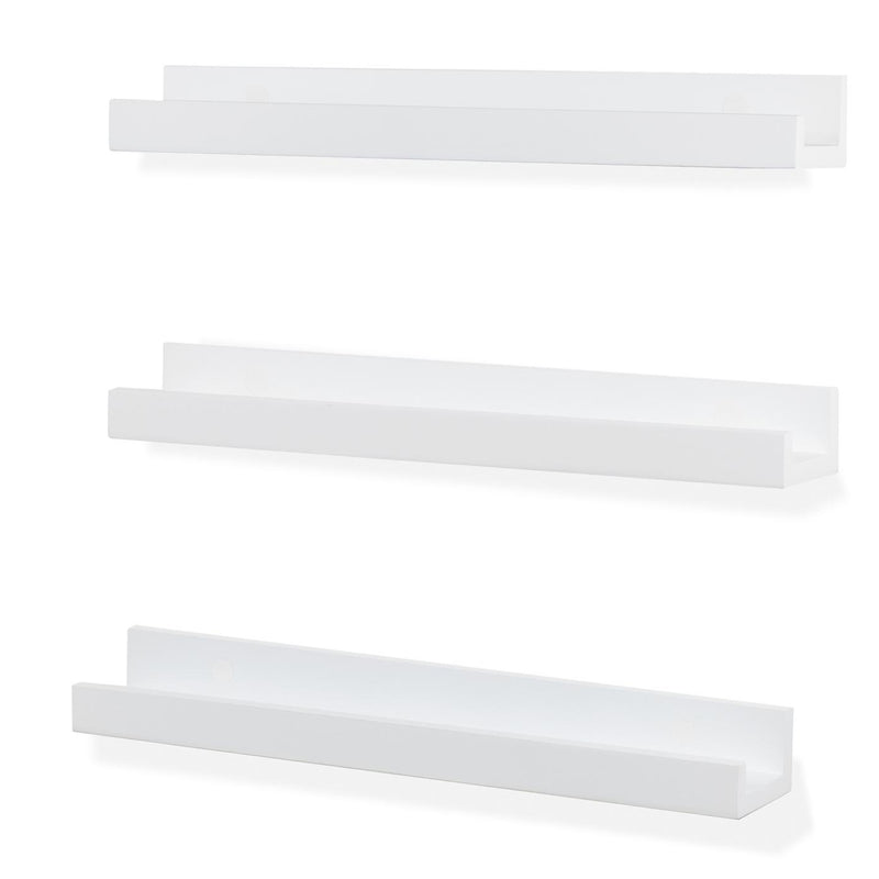 DENVER Floating Shelves Wall Bookshelf and Nursery Decor – 17” Length x 3.15" Depth – Set of 3 - White - Wallniture