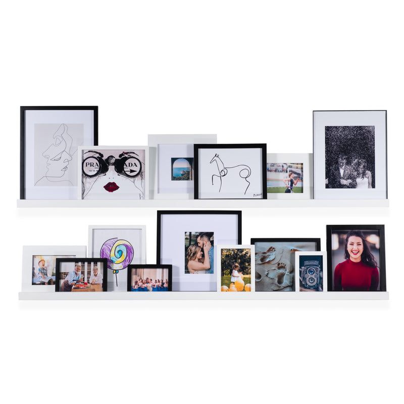DENVER Floating Shelves Wall Bookshelf and Picture Ledge – 56” Length x 3.15" Depth – White – Set of 2 - Wallniture