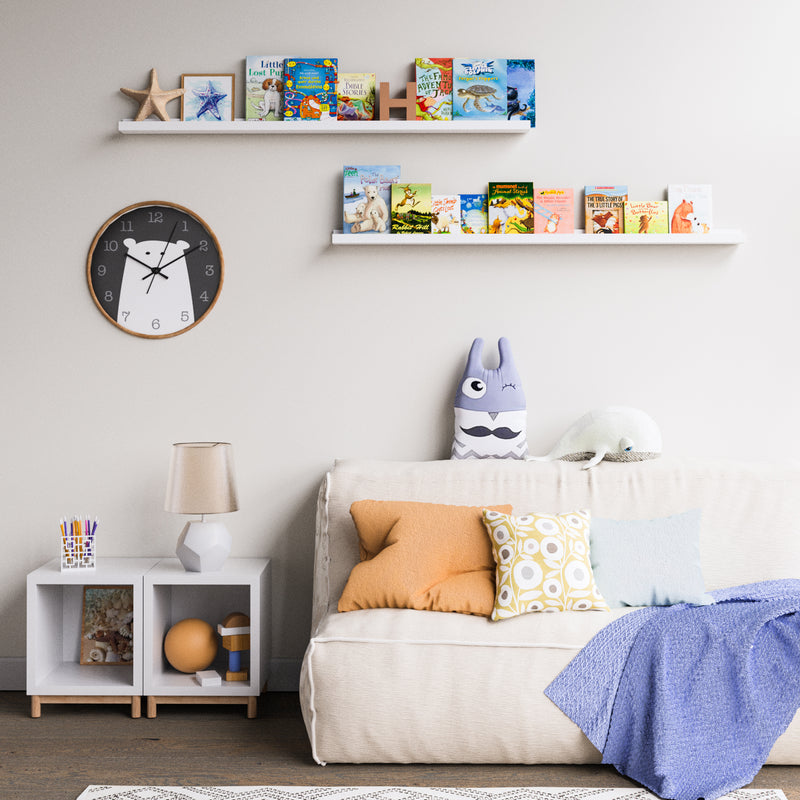 DENVER Floating Shelves Wall Bookshelf and Nursery Decor – 56” Length x 3.15 Depth – White – Set of 2 - Wallniture