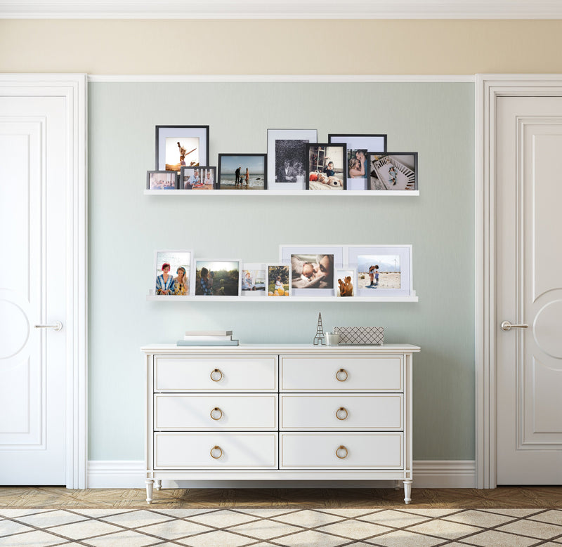 DENVER Floating Shelves Wall Bookshelf and Picture Ledge for Bedroom Decor – 60” Length x 3.15" Depth – Set of 2 - White - Wallniture
