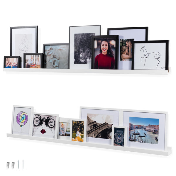 DENVER Floating Shelves Wall Bookshelf and Picture Ledge for Bedroom Decor – 60” Length x 3.15" Depth – Set of 2 - White - Wallniture