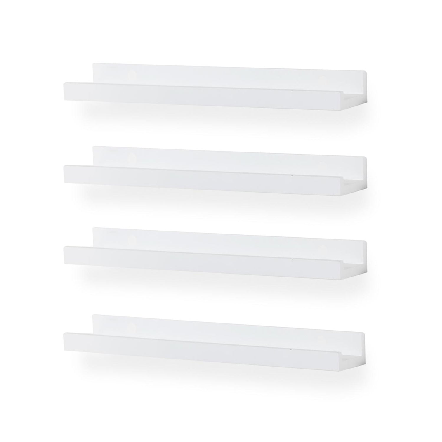 DENVER Floating Shelves Wall Bookshelf and Nursery Decor – 17” Length x 3.8" Depth – Set of 4 - White, Black - Wallniture