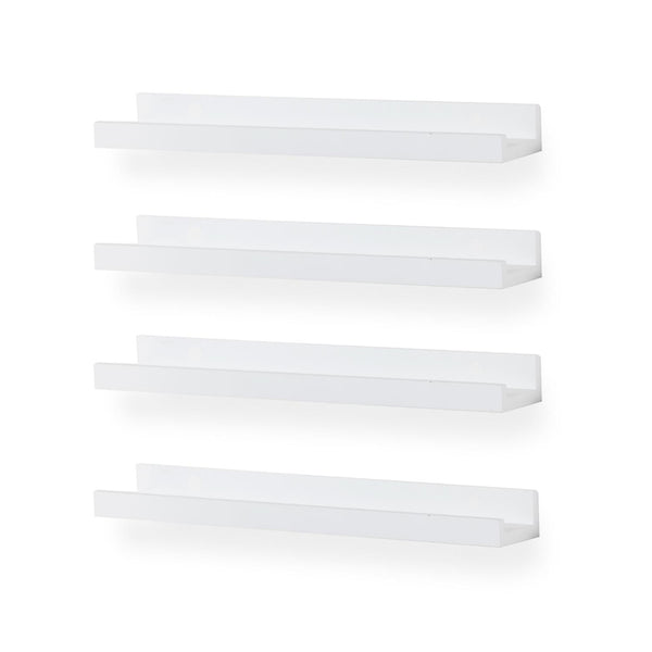 DENVER Floating Shelves Wall Bookshelf and Nursery Decor – 17” Length x 3.8" Depth – Set of 4 - White, Black - Wallniture