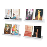 DENVER Floating Shelves Wall Bookshelf and Picture Ledge – 17” Length x 3.8" Depth – Set of 4 - White, Black - Wallniture