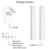DENVER Floating Shelves Wall Bookshelf and Picture Ledge for Bedroom Decor – 34” Length x 5" Depth – Set of 2 – White - Wallniture
