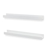 DENVER Floating Shelves Wall Bookshelf and Picture Ledge for Bedroom Decor – 34” Length x 5" Depth – Set of 2 – White - Wallniture