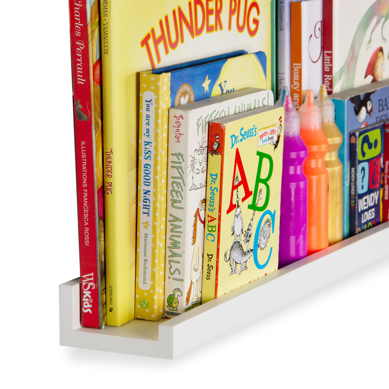 DENVER Floating Shelves Wall Bookshelf and Nursery Decor – 60” Length x 3.7" Depth – White – Set of 2 - Wallniture