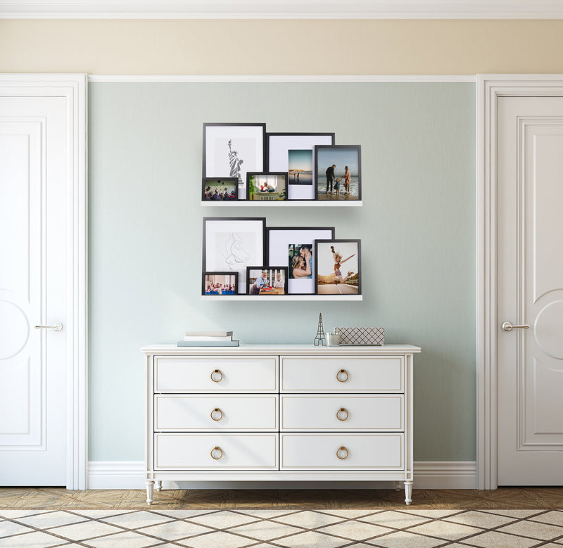 DENVER Floating Shelves Wall Bookshelf and Picture Ledge for Bedroom Decor – 30” Length x 3.7" Depth – White – Set of 2 - Wallniture