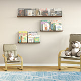 DENVER 24" - 24" - 48" Floating Shelves, Picture Ledges and Book Display Shelves for Living Room Decor - Set of 3 - Walnut - Wallniture
