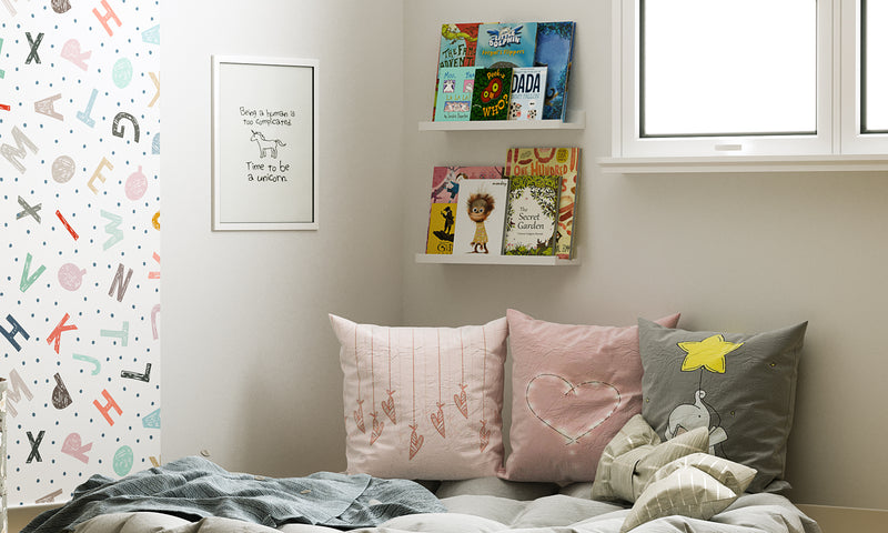 DENVER Floating Shelves Wall Bookshelf for Kids and Nursery Decor – 17” x 3.6” – Set of 2 – White - Wallniture