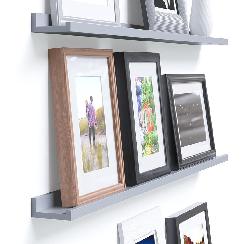 DENVER Floating Shelves Wall Bookshelf and Picture Ledge – 46” x 3.6" – Set of 1, 2, or 3 – Gray - Wallniture