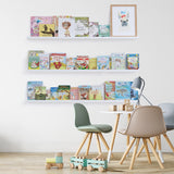 DENVER Floating Shelves for Kids Room Decor, White Bookshelf for Nursery Decor - 46" x  3.6" - Set of 3 - White