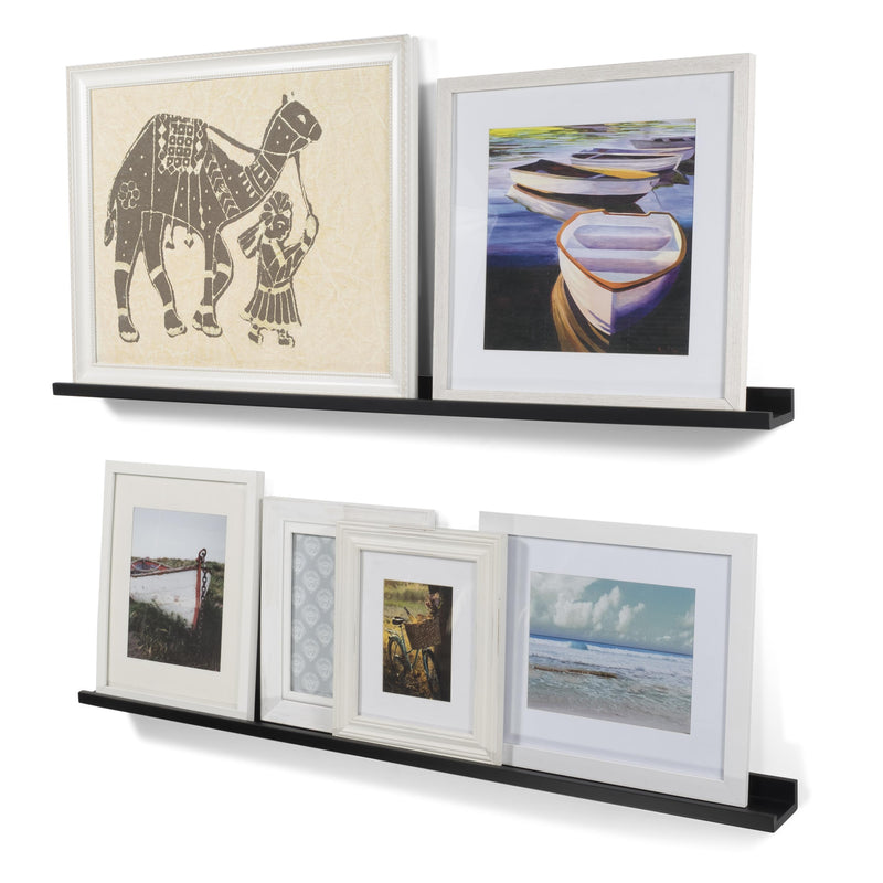 DENVER Floating Shelves Wall Bookshelf and Nursery Decor – 46” Length x 3.8" Depth – Set of 2 – White, Black - Wallniture