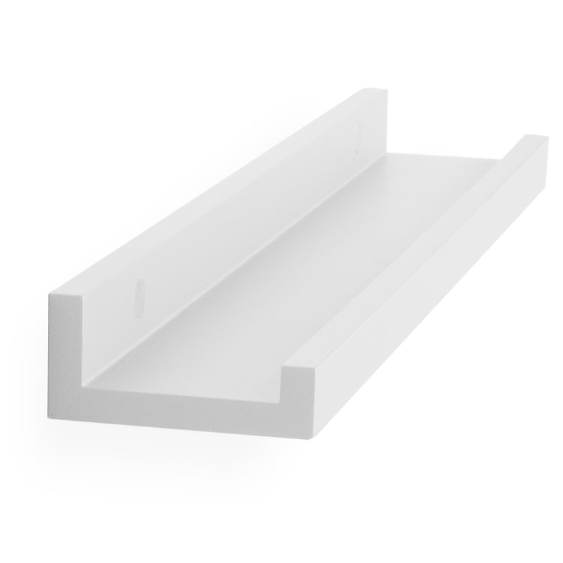 DENVER Floating Shelves Wall Bookshelf and Picture Ledge  – 17” Length x 3.6” Depth – Set of 4 – White, Gray, Black