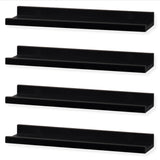DENVER Floating Shelves Wall Bookshelf and Picture Ledge  – 17” Length x 3.6” Depth – Set of 4 – Gray, Black, White - Wallniture