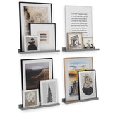 DENVER Floating Shelves Wall Bookshelf and Picture Ledge for Bedroom Decor – 17” Length x 3.6” Depth – Set of 4 – Gray, Black, White - Wallniture
