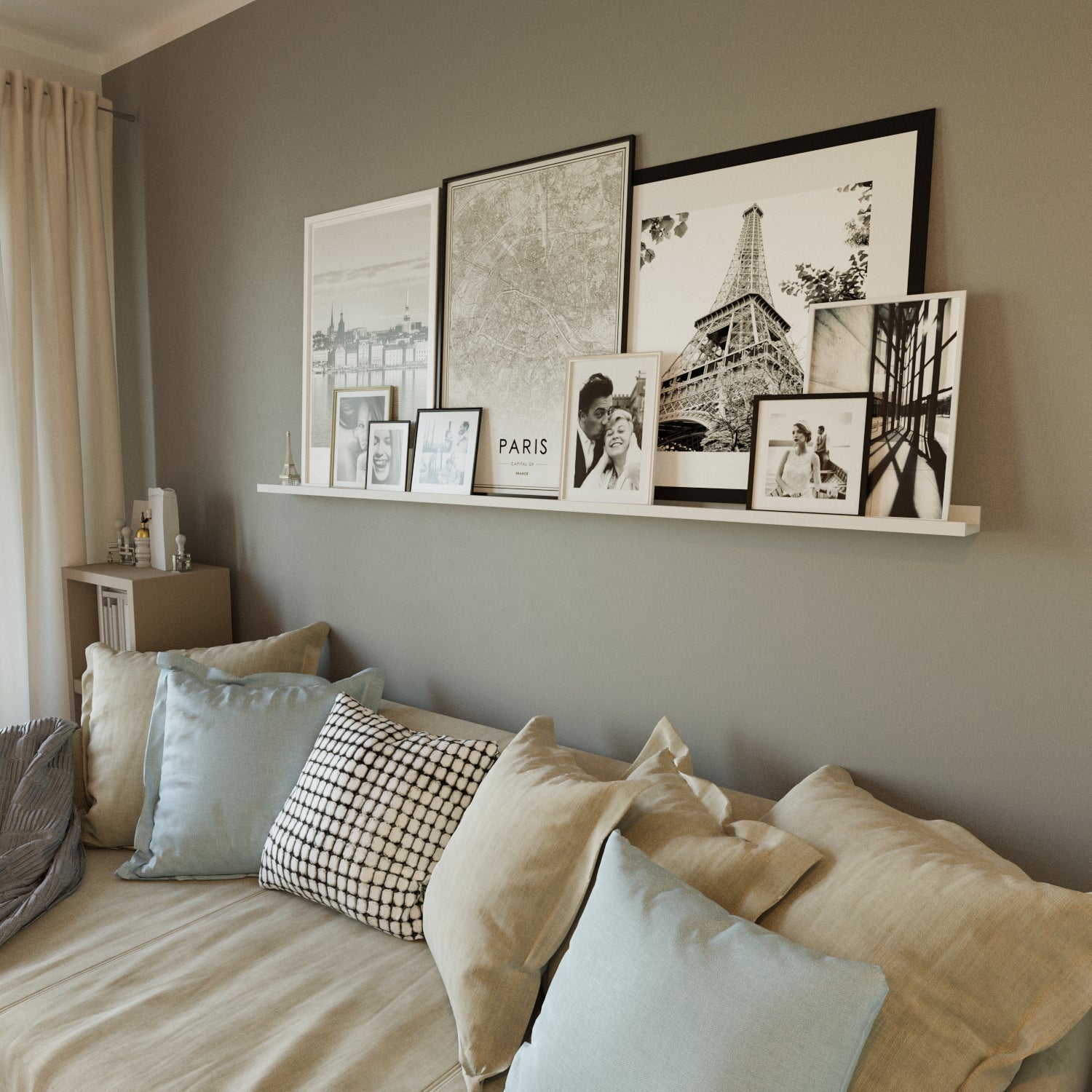 DENVER 72" Floating Shelves Wall Bookshelf and Picture Ledge for Living Room Decor – Set of 2 – White - Wallniture